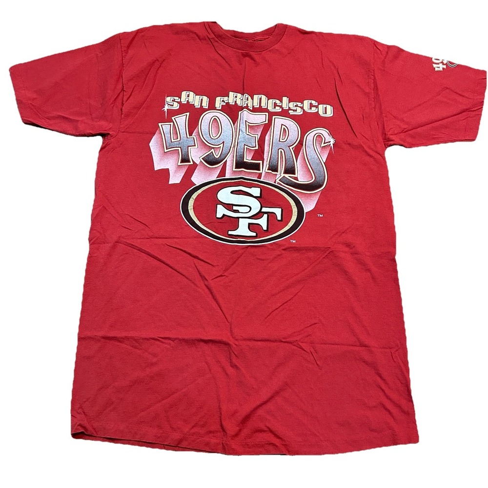 Vintage San Francisco 49ers T Shirt Single Stitch Red NFL One Size XL‎ USA